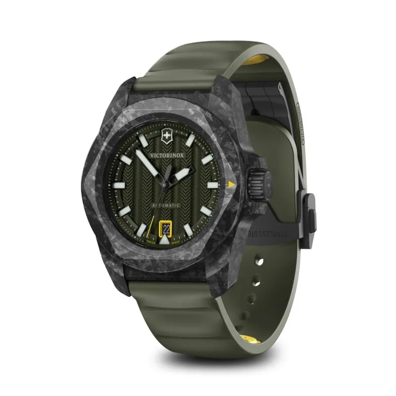 INOX automatic carbon watch set and olive green penknife — صورة 6
