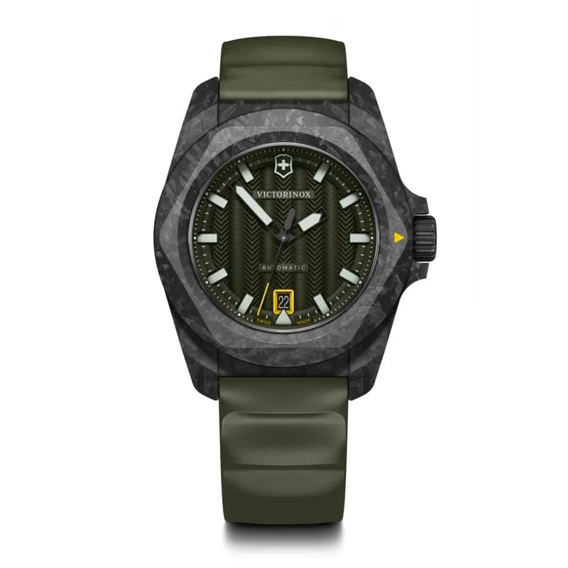 INOX automatic carbon watch set and olive green penknife — صورة 3