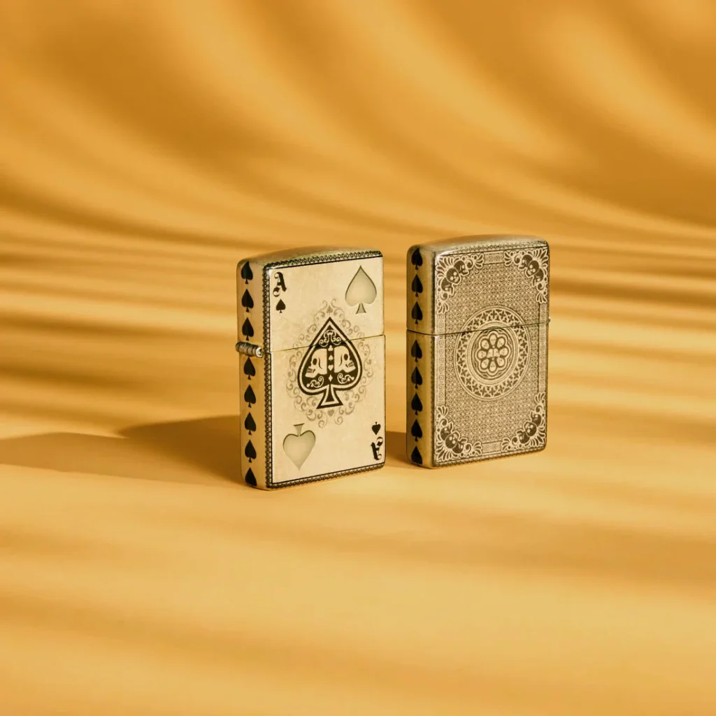 zippo ace of spades skull gold — صورة 4