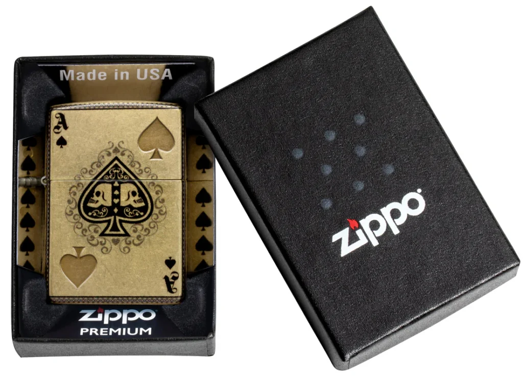 zippo ace of spades skull gold — صورة 7