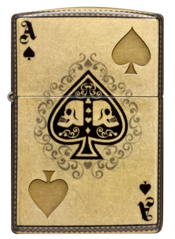 zippo ace of spades skull gold